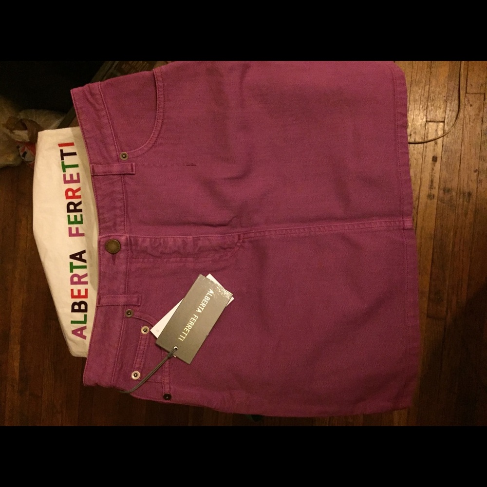 Alberta Ferretti Denim Skirt (Purple).